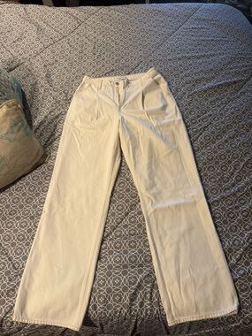 Abercrombie & Fitch Cream Straight-Leg Jeans